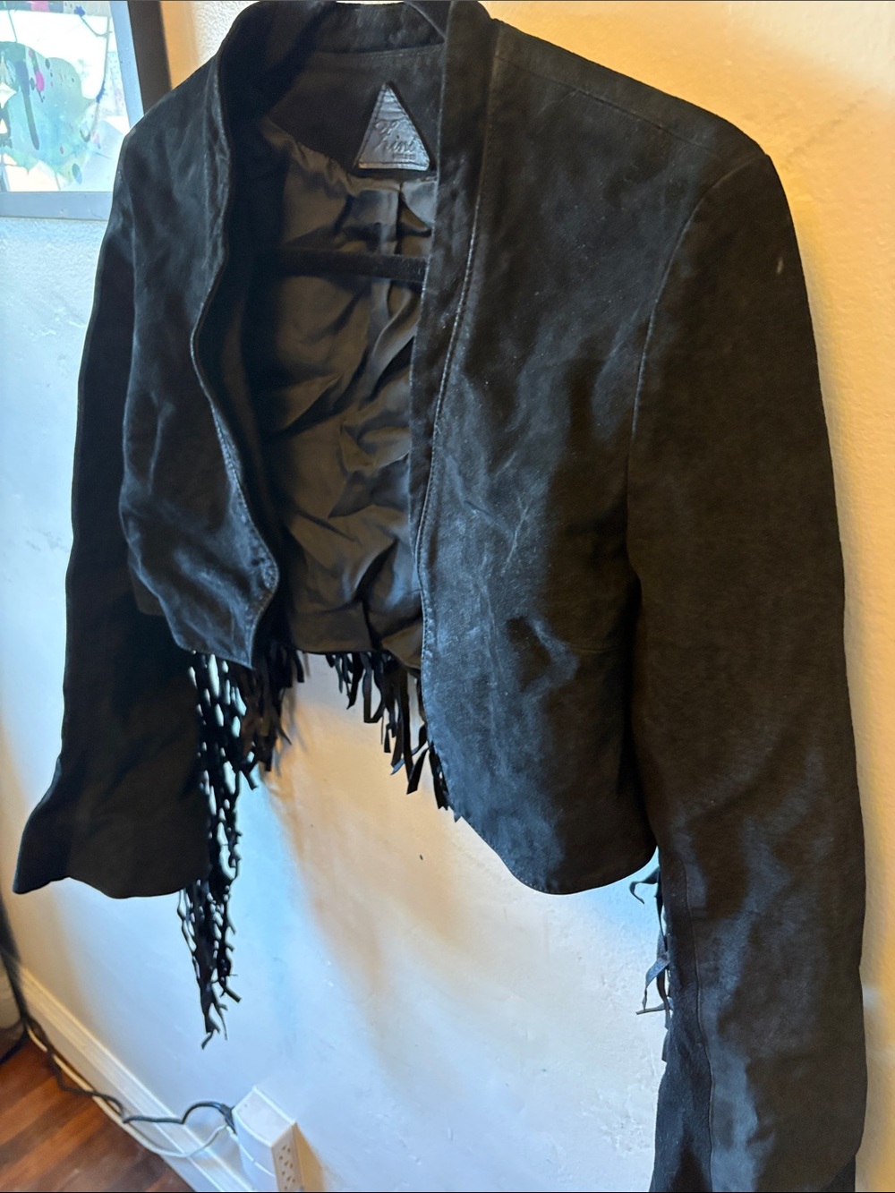 Black Suede Cropped Fringe Jacket - Picture 10 of 11